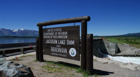 Approaching Jackson Lake Dam In Grand Teton National Park, WY