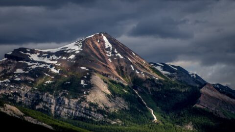 Just Before The Rain, Sun Rays On Hill Near Medicine Lake In Jasper National Park, AB