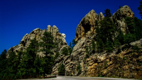 Look At George Washington From The Road In Mount Rushmore National Memorial In Black Hills, SD