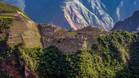 Look At Machu Picchu Archeorogical Site From Putucusi Mountain In Aguas Calientes, Peru