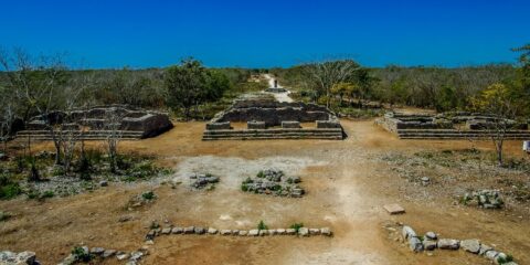 Look At Mayan White Road From Temple Of Seven Dolls On Dzibilchaltun Archaeological Site In Yucatan, Mexico