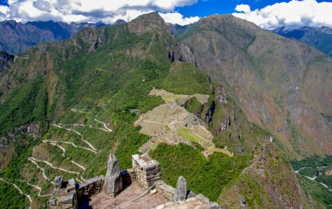 Look Down From Wayna Picchu To Machu Picchu Archeological Site, Peru