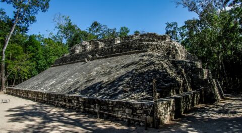 Look From Corner Of Mayan Ballgame Stadium at Coba Archaeological Site, Quintana Roo, Mexico