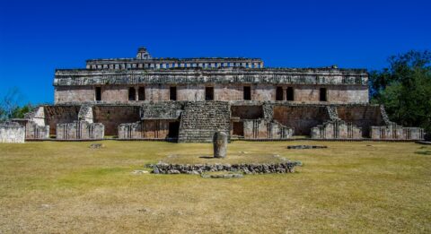 Look at Building In Kabah Archaeological Site In Yucatan, Mexico