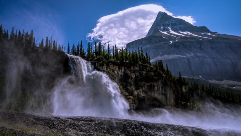 Emperor Falls And Mount Robson, Along The Trail To Berg Lake, Mount Robson Provincial Park, BC