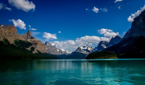Maligne Lake Scenery From Boat Tour, Jasper National Park, AB