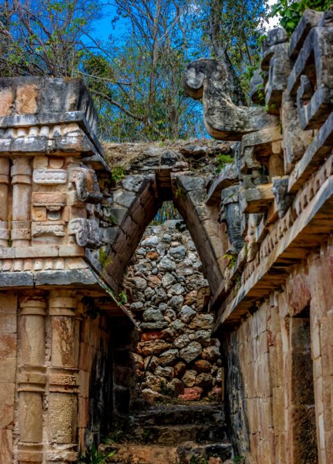 Mayan Arch On Xlapak Archaeological Site In Yucatan, Mexico
