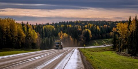 Morning After Rain On Alaska Highway South From Fort Nelson, Northern BC