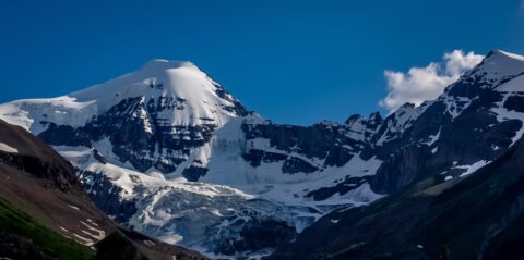 Mountain Top With Glacier near Maligne Lake, Jasper National Park, AB