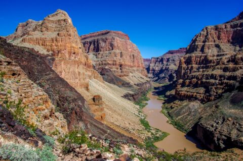 On the Trail Down To Colorado River In Whitmore Canyon, Grand Canyon North Rim, AZ