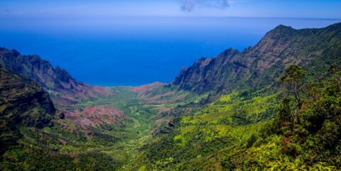 Pu’u o Kila Lookout, Kalalau Valley below, North-West Shore of Kauai Island, HI