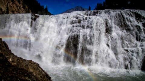 Rainbow and Shower of Mighty Wapta Falls in Yoho National Park, BC
