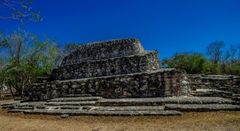 Remains Of Mayan Building On Dzibilchaltun Archaeological Site In Yucatan, Mexico