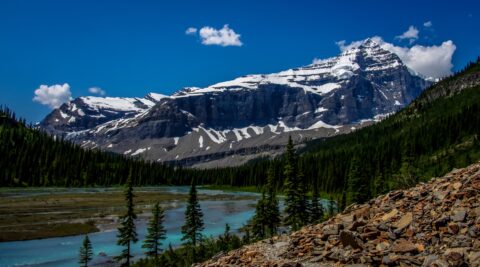 Robson River & Robson Mountain, Look From Berg Lake Trail, Mount Robson Provincial Park, BC