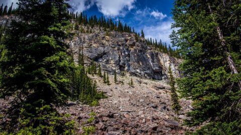 Rock Slide On Marpole Lake Connector, Trail Is Not Mainatined Last Mile To Twin Falls, Yoho National Park, BC