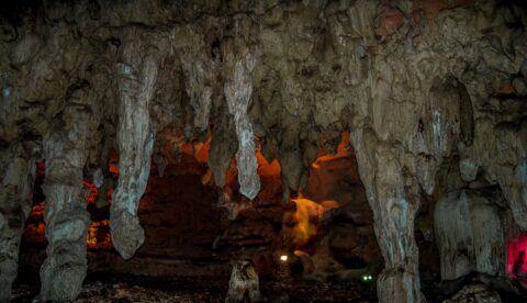 Stalagmites and Stalactites In Lol-Tun Caves, Yucatan, Mexico