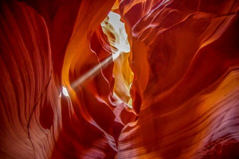 Sun Rays Find A Way In Upper Antelope Slot Canyon, Page, AZ