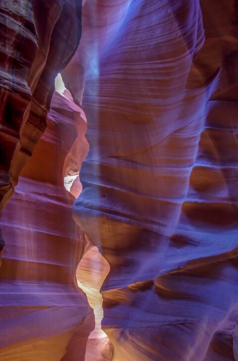Sun Rays, Strange Shapes And Colors In Upper Antelope Slot Canyon, Page, AZ