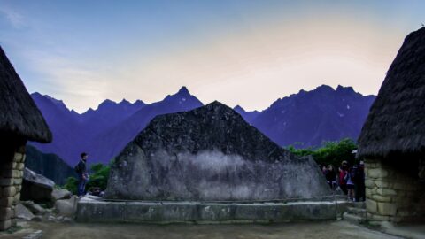The Sacred Rock On Machu Picchu Archeological Site, Peru