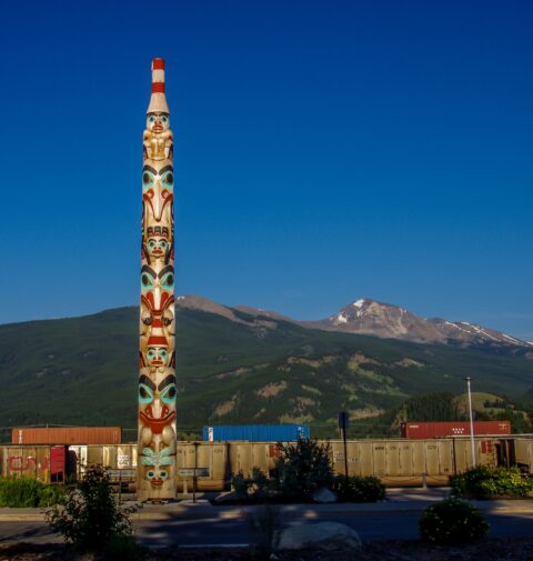 Two Brothers Totem Pole In Jasper, AB