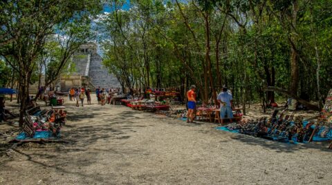 Walkway To Main Pyramid On Chichen Itza Archaeological Site