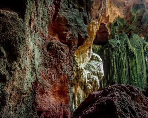 Wall In Lol-Tun Caves, Yucatan, Mexico