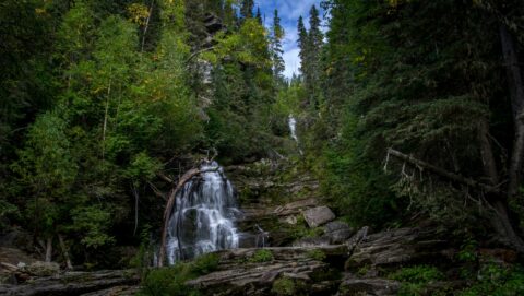 Waterfalls in Bijoux Falls Provincial Park oh Highway 97 between Mcleod Lake and Chetwynd, BC
