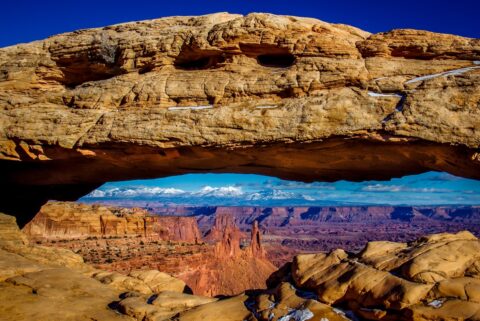 Winter Look Through Mesa Arch, Canyonlands National Park, Moab, UT