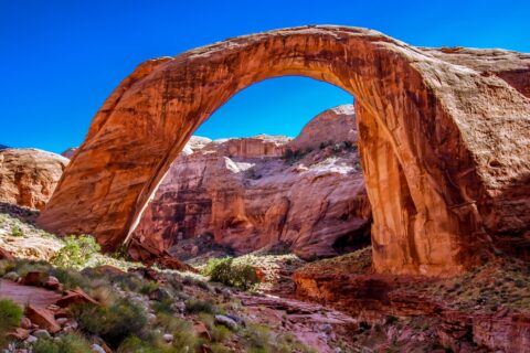 About 100m Tall Rainbow Bridge In Glen Canyon, UT