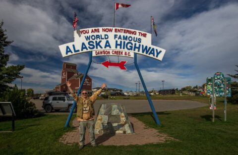 rrasha At The Alaska Highway Sign (Mile 0) In Dawson Creek, BC