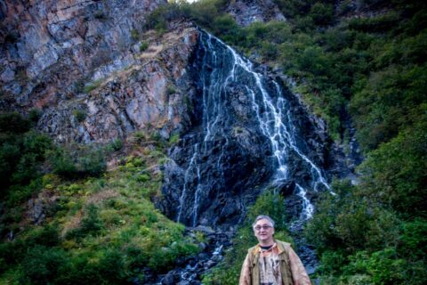 rrasha In Front Of Horsetail Falls, Valdez, AK