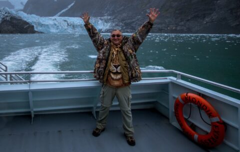 rrasha On “Klondike Express” Cruiser In Front Of Surprise Glacier In Prince William Sound, AK